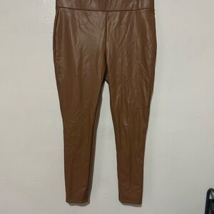 LOFT Tan Faux Leather Pants Size L